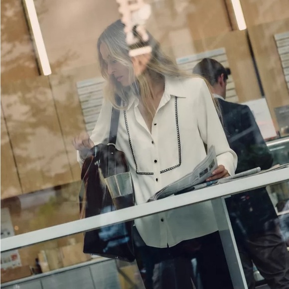 NWT ZARA CONTRASTING PASSEMENTERIE SHIRT - Picture 1 of 7